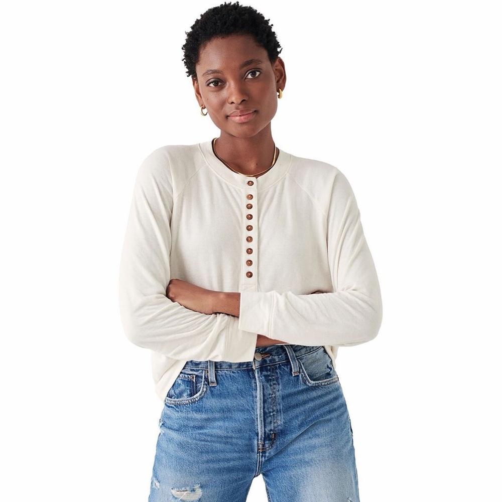 Faherty Cloud Henley Top Medium Ivory - image 1